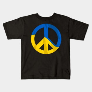 Retro Ukraine Peace Sign with Ukraine Flag Overlay Design Kids T-Shirt